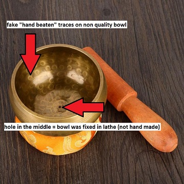 fake hand beaten singing bowl